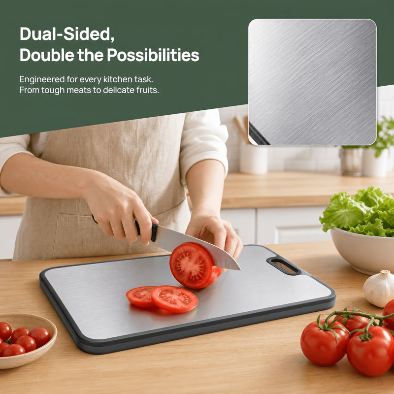 Titanium Cutting Board Double-Sided Food-Grade 17x11.5 Inch - Pure Titanium & Wheat Straw PP Large Kitchen Chopping Board, Easy to Clean, Durable & Eco-Friendly