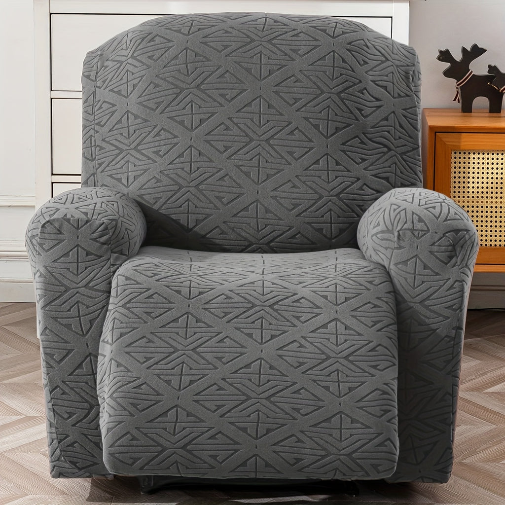 4-Piece Polyester Stretch Recliner Slipcover Set – Non-Slip Elastic Bottom Recliner Chair Cover Sofa Couch Protector for Living Room, Machine Washable Home Decor