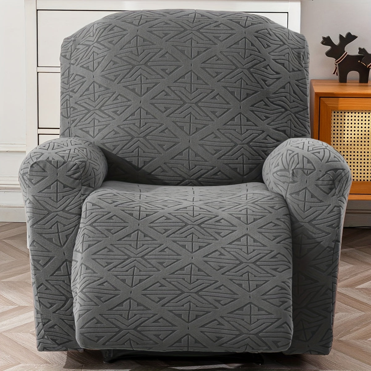 4-Piece Polyester Stretch Recliner Slipcover Set – Non-Slip Elastic Bottom Recliner Chair Cover Sofa Couch Protector for Living Room, Machine Washable Home Decor