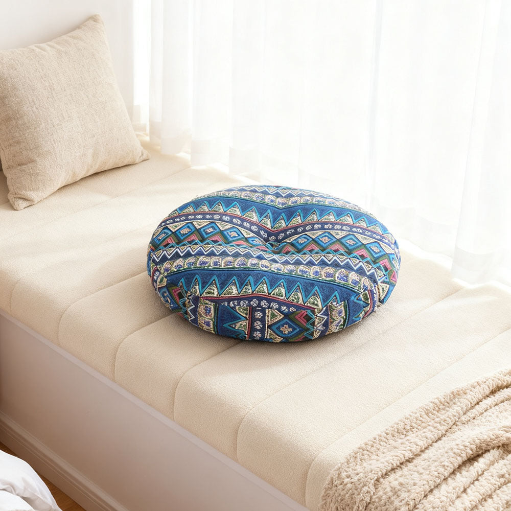 Round Seat Cushion 40x40cm 15cm Thick Firm Futon Meditation Mat Removable Linen Cover Chair Pad for Office Dining Chair Home Decor All Seasons Christmas