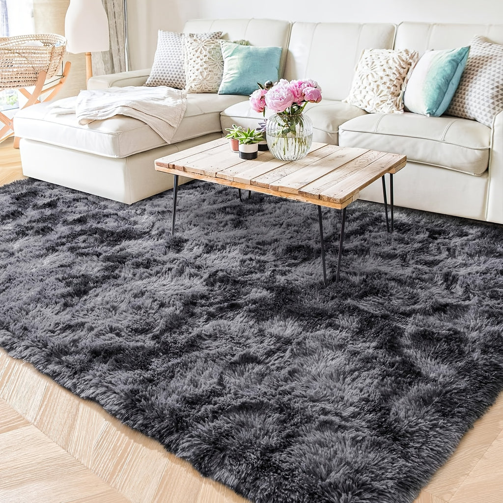 Fluffy Shag Area Rug for Living Room Bedroom - Super Soft Plush Faux Fur Carpet, Thick Shaggy Indoor Rug, Gray & Tie-Dye, 4 Sizes