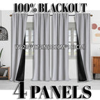 Blackout Curtains 4 Panel Set Rod Pocket – 100% Thermal Insulated Noise Reducing Solid Polyester, Laminated Lining, 7 Colors 7 Sizes