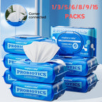 Flushable Wet Wipes with Probiotics, Plant-Based Fibers Fragrance-Free Sewer-Safe Butt Wipes, Soft Thick Disposable Personal Care Wipes for Adults, Incontinence & Sensitive Skin, Multi-Pack
