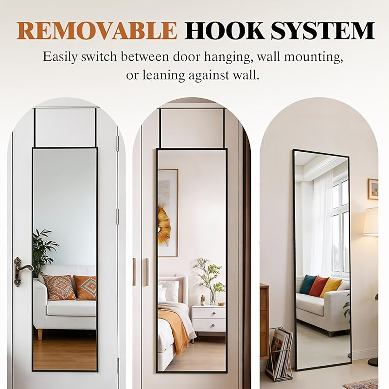 Full Length Mirror Over Door or Wall Mounted 47x14 Inch – Vertical Hanging Full Body Dressing Mirror with Aluminum Alloy Frame, Space-Saving Design for Bedroom, Living Room & Entryway
