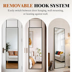 Full Length Mirror Over Door or Wall Mounted 47x14 Inch – Vertical Hanging Full Body Dressing Mirror with Aluminum Alloy Frame, Space-Saving Design for Bedroom, Living Room & Entryway