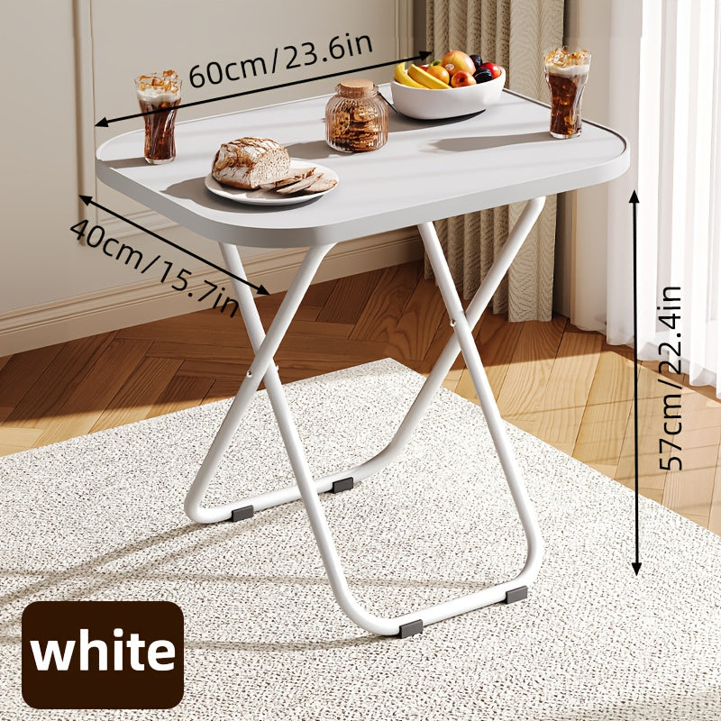 Foldable Tray Table – No Assembly TV Dinner Tray for Eating on Bed Sofa Living Room, Stable Snack Table, Normal & Large, Black White Walnut