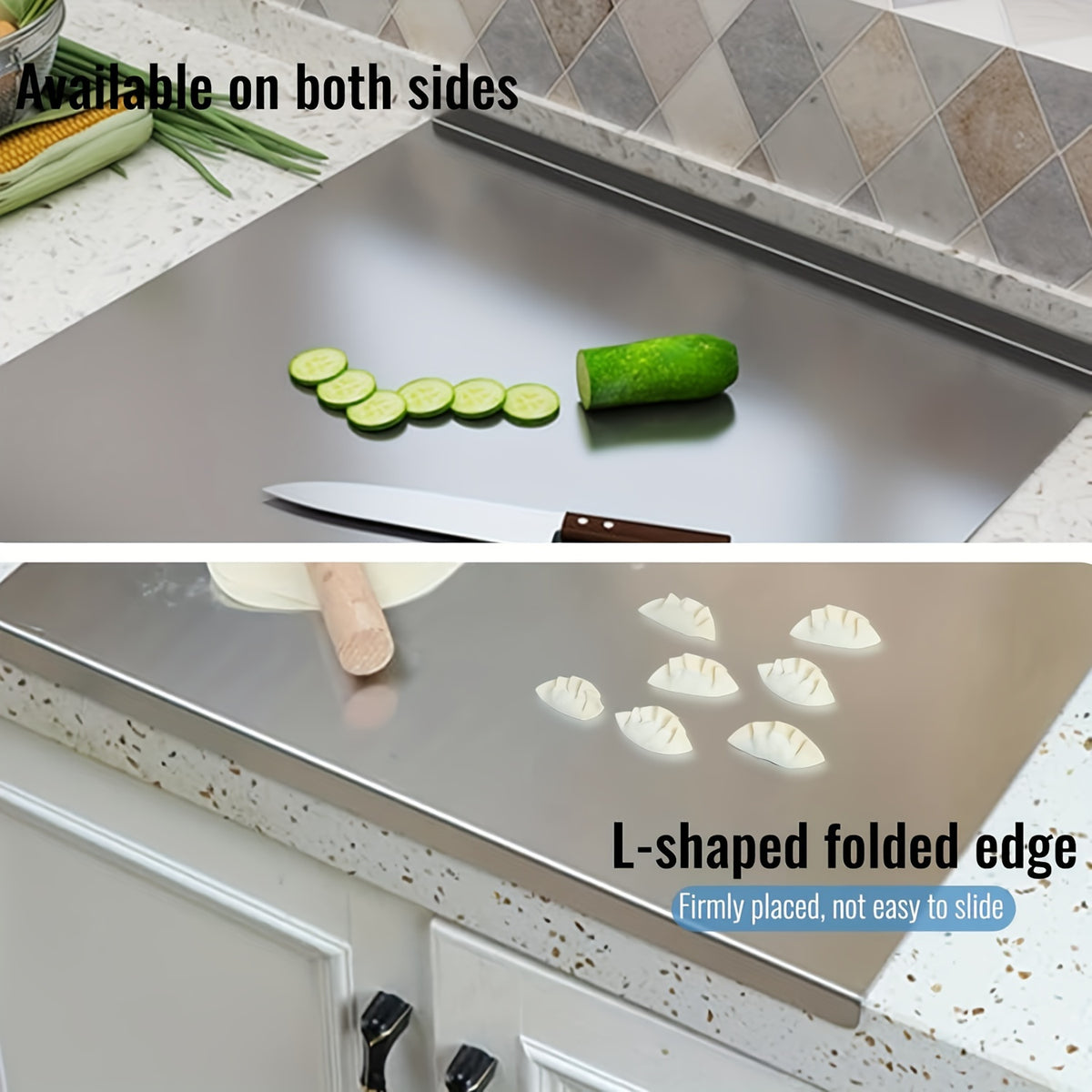 Stainless Steel Cutting Board Extra Large - Multiple Sizes, Easy-Clean Metal Chopping Board for Kitchen Prep, Multipurpose Non-Porous Cutting Surface for Meat, Vegetables & Bread