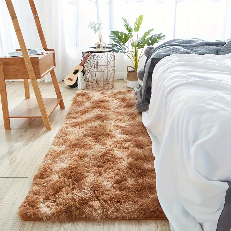 Tie Dye Fluffy Runner Mat Thickened Super Soft Non-Slip Floor Rug 16x47 Inch for Living Room Bedroom Office – Machine Washable Indoor Mat | Light Grey, Pink, Black, White, Khaki
