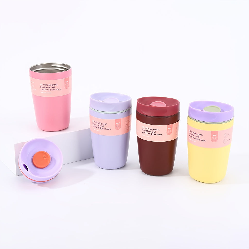 Vacuum Insulated Coffee Travel Cup 350ml 11.83oz - 304 Stainless Steel Double-Wall Flask with Push Lid & Direct Drinking Spout for Office, Travel & Outdoor, 4 Colors