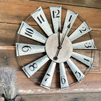 24 Inch Large Farmhouse Wall Clock with 3D Windmill Blades – Vintage Galvanized Metal Analog Clock, Battery Operated Quiet Movement, Home Decor for Living Room, Kitchen, Bedroom & Porch