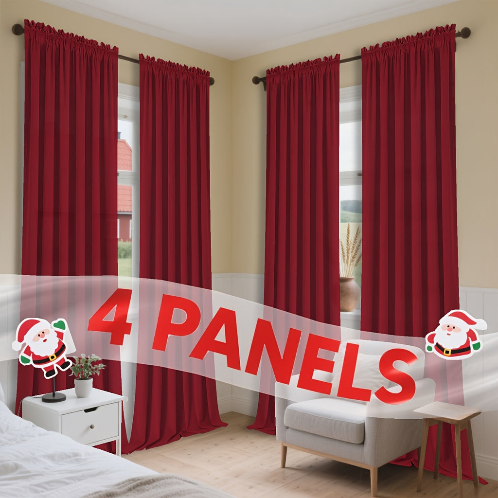 Semi-Sheer Curtains 4 Panels – Modern Light Filtering Window Drapes with Rod Pocket & Eyelet for Living Room, Bedroom & Office, Easy Install No Bleach Care