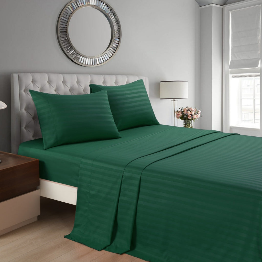 Striped Bed Sheet Set Extra Soft Breathable, Fade-Resistant Deep Pocket Fitted Sheets for Bedroom Guest Room Hotel – All Season 3/4 Piece (Flat Sheet, Fitted Sheet, Pillowcase)