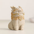 Pixiu Statue Wealth & Blessings Stone Figurine with Golden Floral Designs – Feng Shui Mythical Creature Decorative Sculpture for Living Room, Cabinet, Office & Home Display Gift