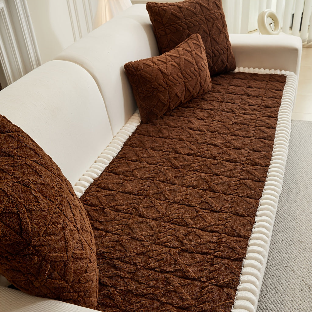 Thickened Quilted Sofa Cushion Pad Soft Polyester Seat Mat for Loveseat 2 3 4 Seater Sofa Autumn Winter Warmth Home Decor Dark Gray Dark Coffee Cream Green