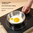 304 Stainless Steel Uncoated Small Frying Pan with Walnut Handle – Physical Non-Stick, Healthy & Durable | Uniform Heat | Easy to Clean | Breakfast, Salad & Dessert