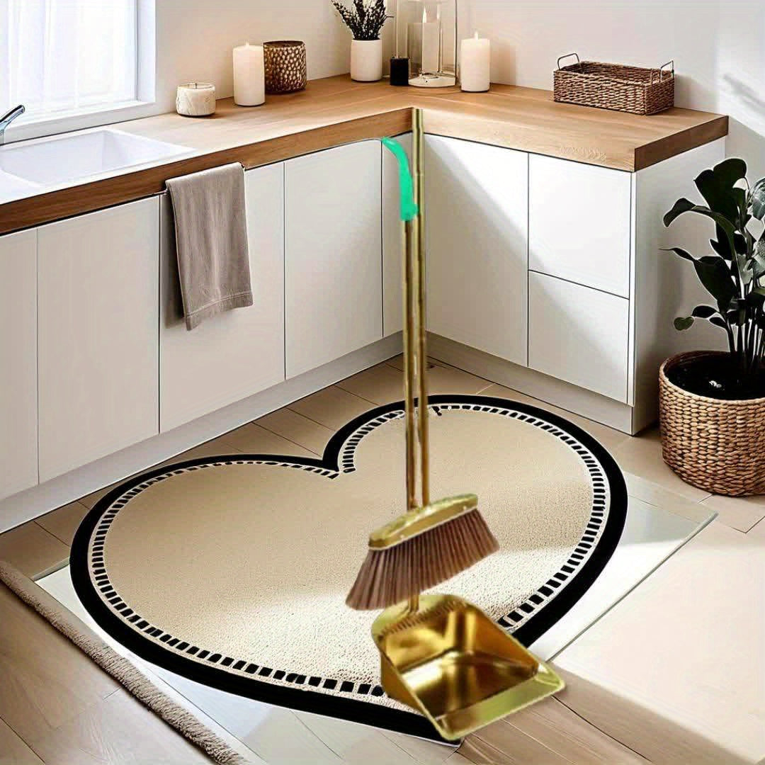 Premium Golden Stainless Steel Broom with Microfiber Bristles & 15° Angled V-Edge Dustpan – Floor-Safe, Hair-Trapping, Rubberized Bumper for Indoor & Outdoor Sweeping | Broom Only or Set
