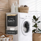 Magnetic Lint & Dryer Sheet Holder Set of 2 – Farmhouse Wood Lint Trash Can with Lid & Magnetic Dryer Sheet Dispenser Box for Laundry Room, Dryer & Wall Mounted Lint Basket