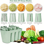 5-in-1 Rotary Cheese Grater with Interchangeable Blades, Suction Cup Base & Handle – Manual Vegetable Slicer Shredder for Cheese, Fruits, Nuts & Vegetables – Easy Clean Kitchen Tool Set