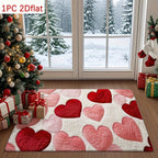 Heart Pattern Floor Mat - Red Pink Heart-Shaped Sponge Carpet for Couple Bedroom Entrance Porch Indoor Outdoor, Valentine's Day Romantic Home Decor