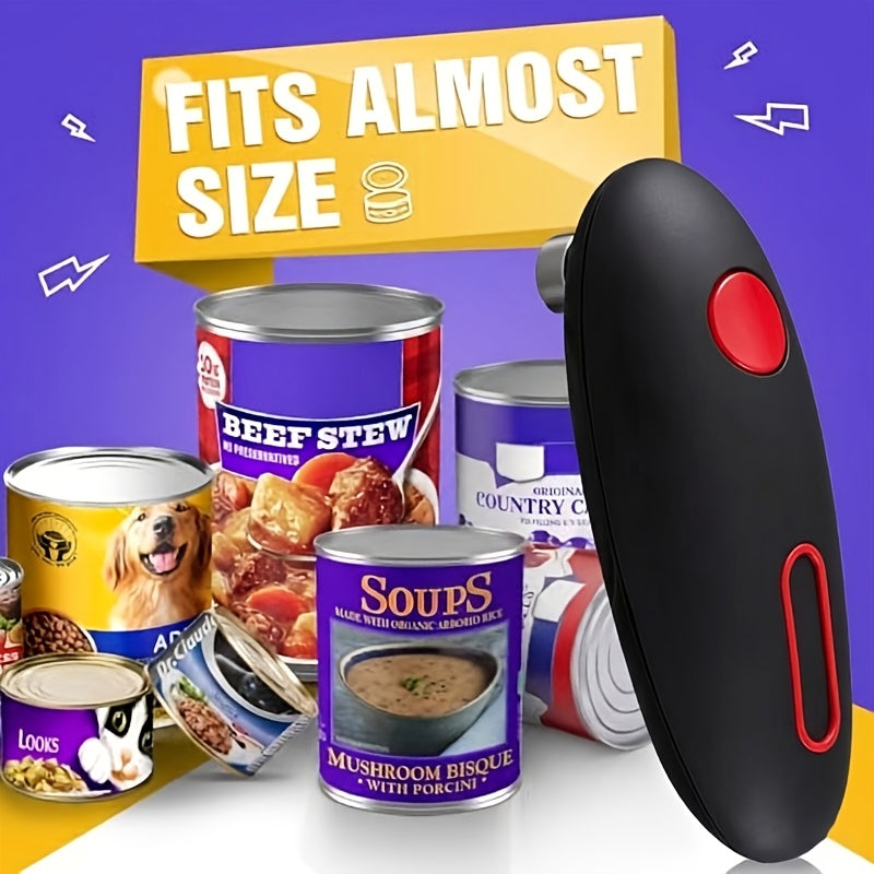 One-Click Electric Can Opener – Auto Shut-Off, Smooth Edges, Ergonomic | For Elderly, Arthritis & Weak Grip | Red & Black