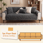 Velvet Sofa Cover Non-Slip Washable Plush Couch Slipcover Pet Friendly Thick Padded Furniture Protector 1 2 3 4 5 Seat Living Room Bedroom
