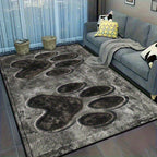 Dog Paw Print Rug – Machine Washable Non-Slip Crystal Velvet Area Rug for Living Room, Bedroom, Bathroom & Doormat, Vintage Stone Texture, Pet Lover Gift, Multiple Sizes
