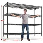 Heavy Duty Metal Wire Shelving Unit with Wheels & Feet – 5-Tier Adjustable Garage Shelf, 2399–2998 LBS Capacity, 55.5"W, for Pantry, Kitchen, Garage, Warehouse & Commercial Storage