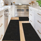 Kitchen Runner Rug Set 2 Piece – Diatomaceous Earth Non-Slip Water-Absorbent Mat, Machine Washable Strip Pattern, for Kitchen, Bathroom, Laundry Room & Dining Room