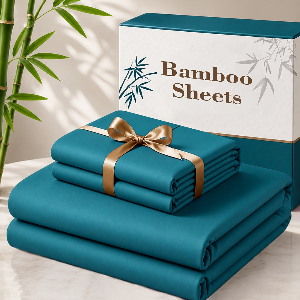 Cooling Bamboo Bed Sheet Set 3 4 Piece 3000TC - Extra Deep Pocket 20 Inch Soft Hotel Quality Wrinkle Resistant Twin Full Queen King Hot Sleepers