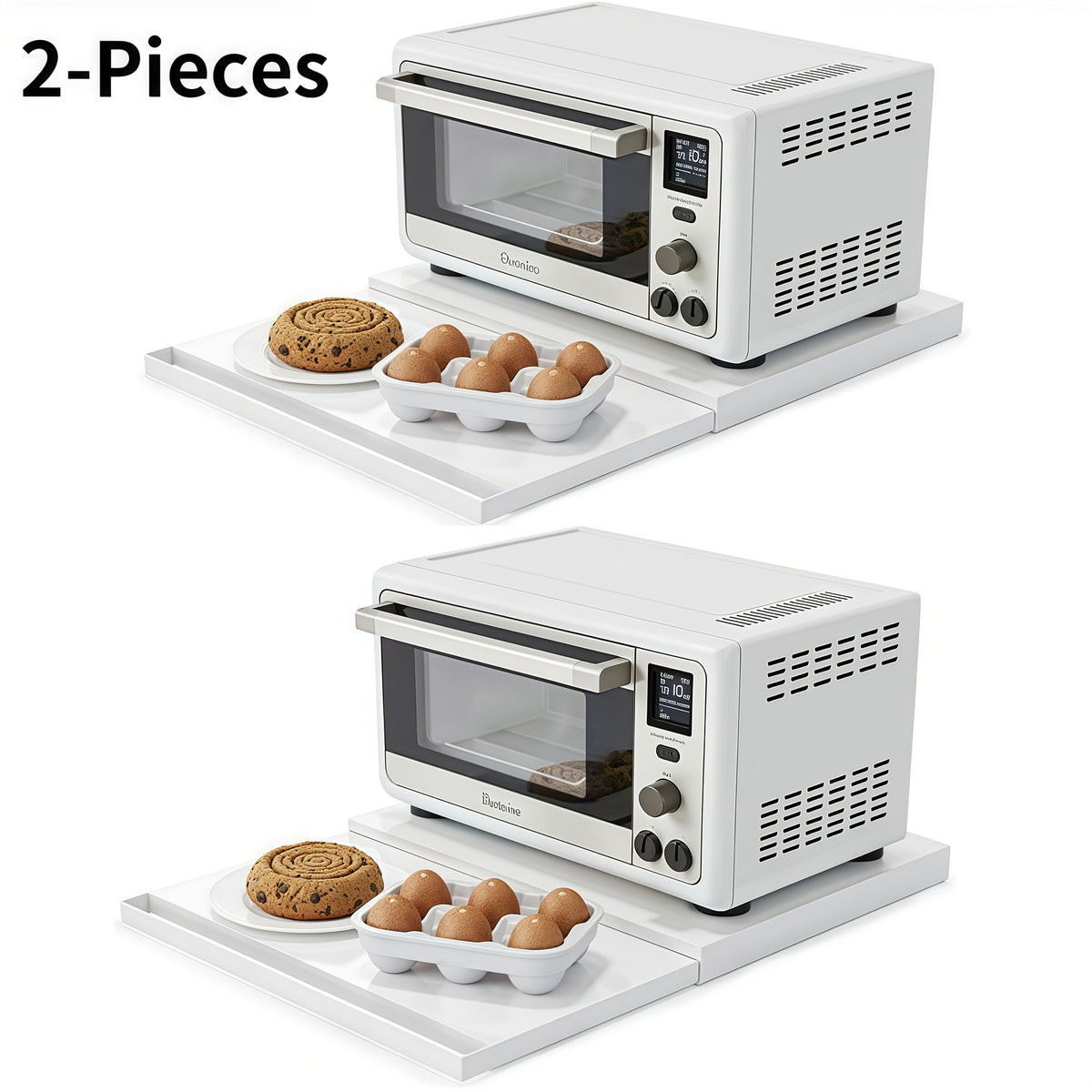 Adjustable Metal Pull-Out Rack Organizer for Microwave - Countertop Shelf for Air Fryer, Oven and Rice Cooker with Hanging Shelf and Drawer Storage - Space-Saving Coffee Station Kitchen Appliance Stand
