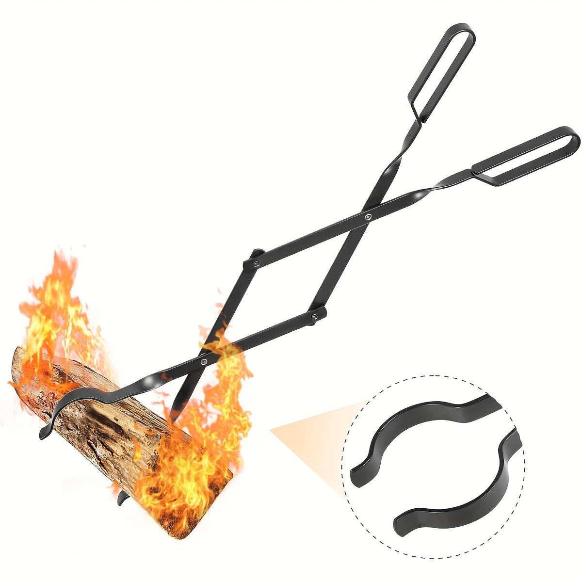 26 Inch Fireplace Tongs Heavy Duty Wrought Iron Log Tongs for Fire Pit Campfire Wood Stove BBQ Indoor Outdoor Camping