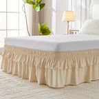Dust Ruffle Bed Skirt 16 Inch Drop Elastic Wrap Around – Double Ruffle Easy Install Machine Washable, Twin Full Queen King CK, 10 Colors