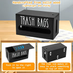 Wooden Trash Bag Dispenser Hanging Rack Under Sink Organizer for Garbage Bags Shopping Bags Tissues – Easy Install Space-Saving Kitchen Storage
