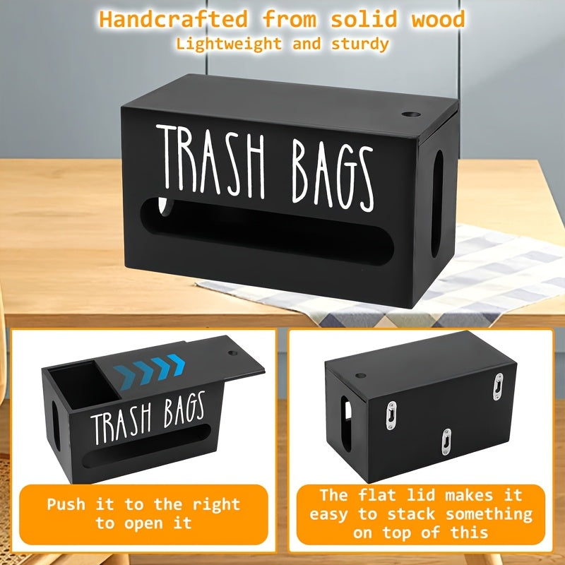 Wooden Trash Bag Dispenser Hanging Rack Under Sink Organizer for Garbage Bags Shopping Bags Tissues – Easy Install Space-Saving Kitchen Storage