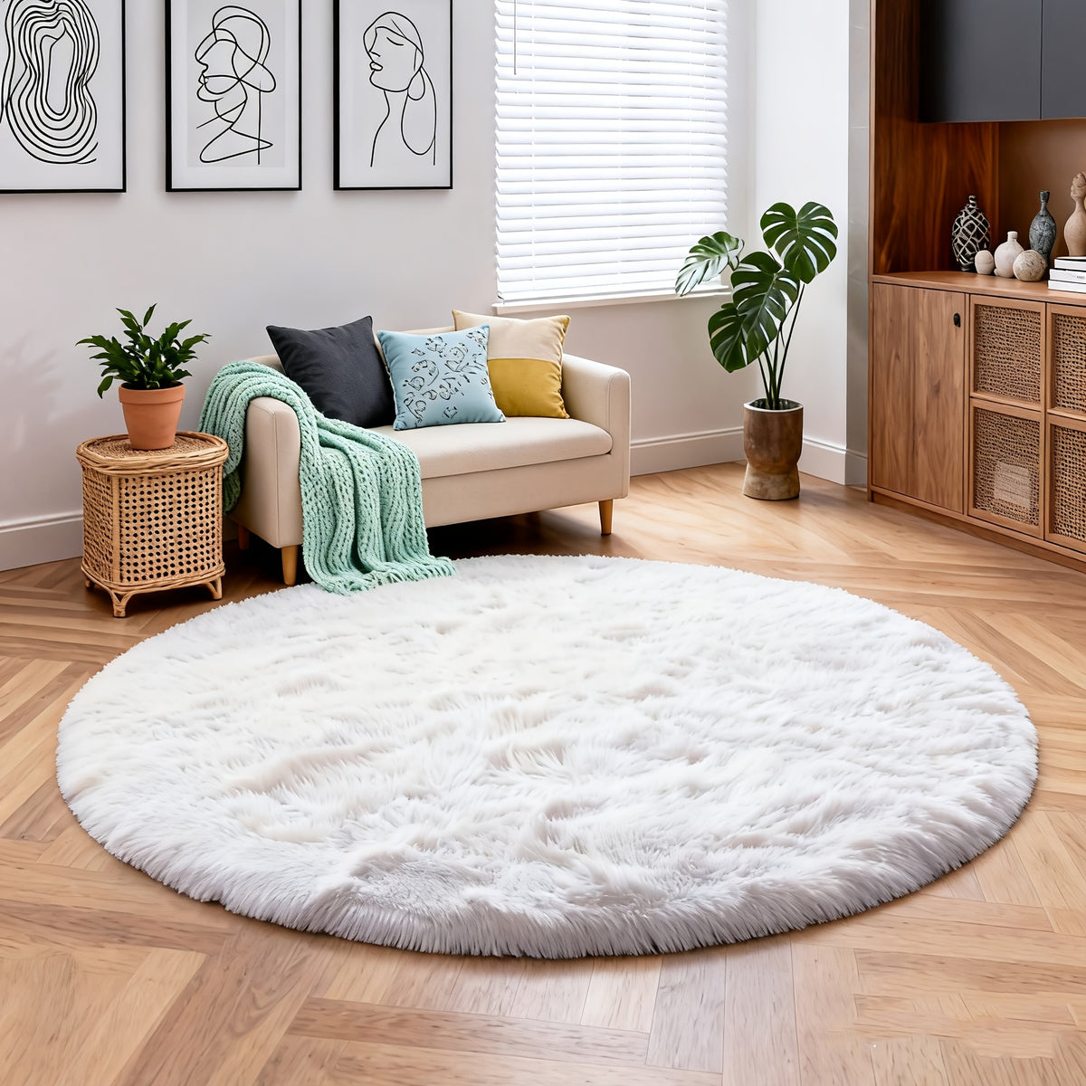 Tie Dye Round Area Rug Soft Plush Shaggy Circle Floor Mat Non-Slip for Living Room Bedroom Dorm – Boho Rainbow & Solid Colors 4x4 5x5 6x6 7x7 8x8 Ft | Home Decor Aesthetic