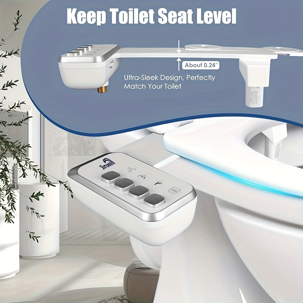 Bidet Attachment for Toilet Ultra-Slim Non-Electric Cold Water Sprayer Retractable Self-Cleaning Nozzle Adjustable Water Pressure Easy Install Fits Most Toilets