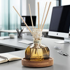 Rattan Reed Diffuser Lavender Essential Oil Flameless Aromatherapy Home Fragrance Air Freshener Deodorizer for Bedroom Bathroom Living Room Office