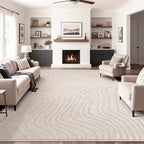 Soft Fluffy Arch Pattern Area Rug – Non-Slip Washable High-Low Pile Geometric Carpet for Living Room, Bedroom & Dining Room, Beige, Multiple Sizes