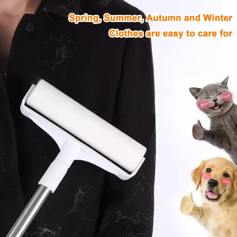 Pet Hair Removal Cleaning Set 4pcs – 3 Lint Roller Refill Rolls & Extendable Mop Brush for Floor, Sofa, Carpet & Furniture – Reusable Pet Hair Remover Kit for Dog & Cat Hair, Home Cleaning Essentials