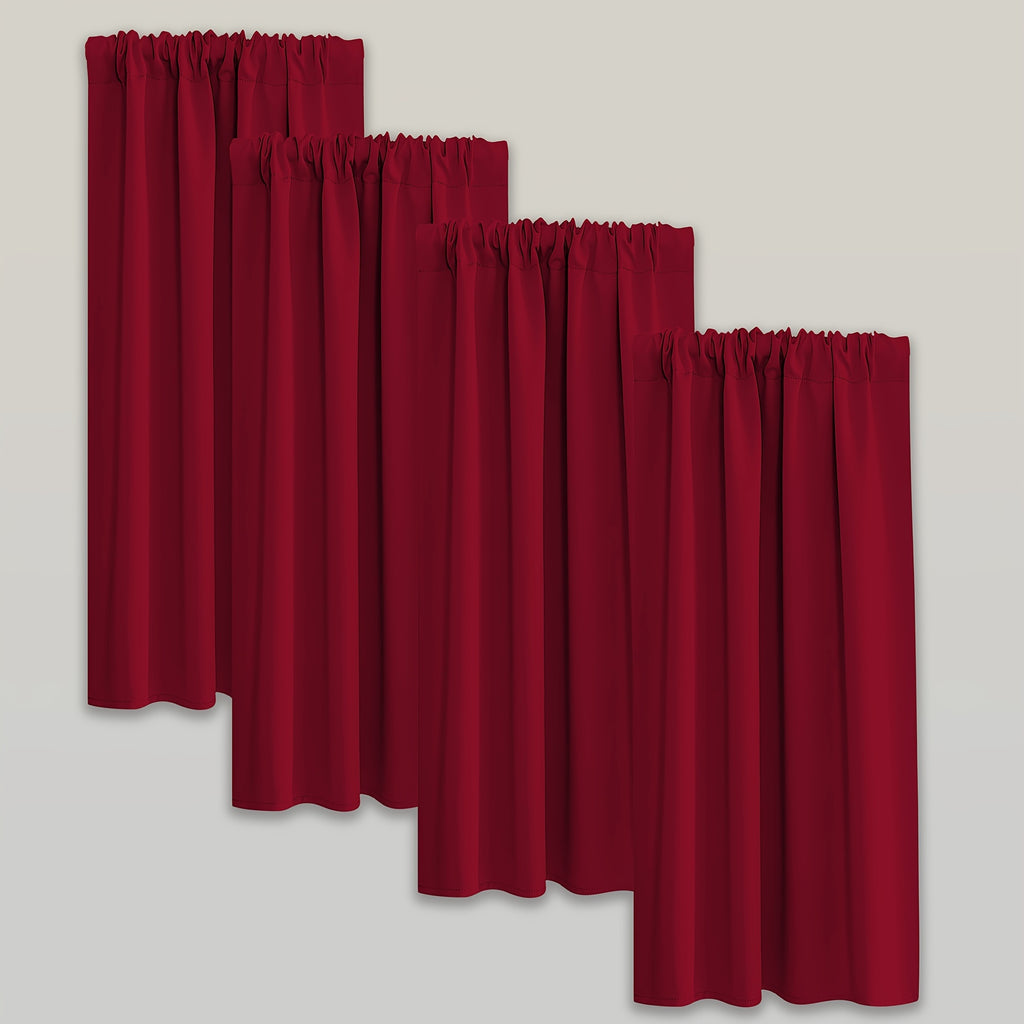 Blackout Curtains Rod Pocket 4 Panels - Thermal Insulated Room Darkening Noise Reducing Matte Drapes for Bedroom Living Room Office, 9 Colors 11 Sizes