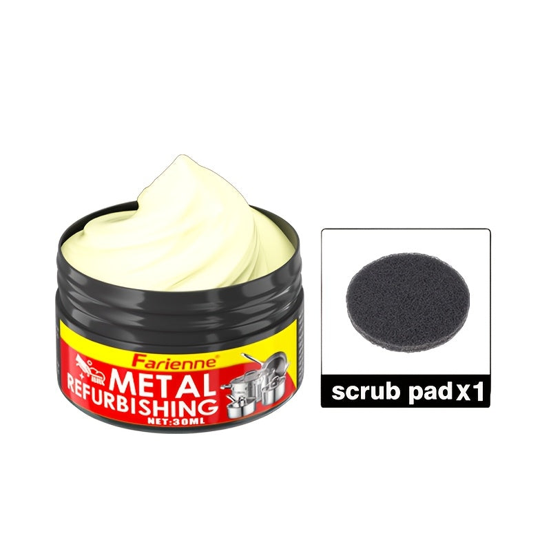 Metal Polishing Paste Complete Set, Coconut Oil-Infused Gloss Agent for Chrome, Stainless Steel & Painted Metals, Residue-Free Formula with Applicator Sponge Included