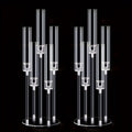 Acrylic Candelabra Centerpiece Set of 2 – Clear 5-Arm Candle Holder with Shades, 3-Height Design for Wedding, Christmas, Thanksgiving, Birthday & Party Table Decor – Fits 0.87" LED Candles
