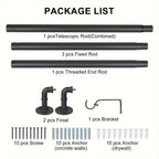 Curtain Rod Black Industrial 1 Inch with Brackets – Rustic Heavy Duty Window Rod Set for Indoor & Outdoor Use | 4 Sizes