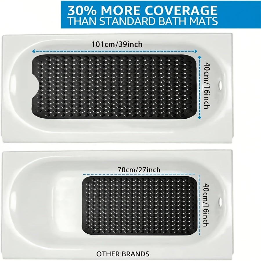 Foldable Non-Slip Shower Mat PVC Bathtub Mat with Suction Cups – 27.56x15.75 Inch, Compact & Easy to Store, Black Bathroom Safety Mat