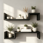 Floating Wall Shelves 22.8" – Set of 2 Creative Wall-Mounted Display Shelves with Reinforcement Plate, Heavy-Duty Bearing, Easy Install for Bedroom, Living Room, Bathroom & Kitchen