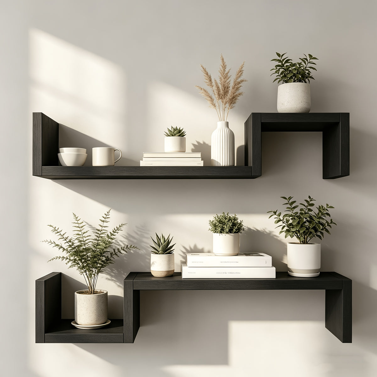 Floating Wall Shelves 22.8" – Set of 2 Creative Wall-Mounted Display Shelves with Reinforcement Plate, Heavy-Duty Bearing, Easy Install for Bedroom, Living Room, Bathroom & Kitchen