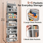 5-Shelf Over Door Hanging Organizer Non-Woven – No Drill Wall & Door Mount Storage Bag with Shelf Baskets for Bedroom, Bathroom & Closet