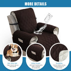 Quilted Recliner Sofa Cover Anti-Slip Wear-Resistant 4-Layer Fabric Dual Side Pockets Machine Washable Pet Home Bedroom Living Room 10 Colors 2 Sizes