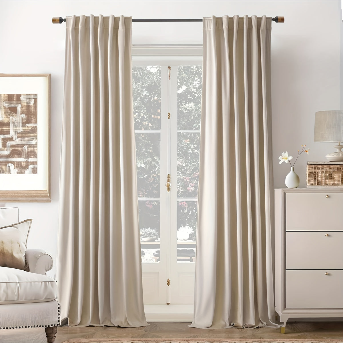 Velvet Blackout Curtains 2 Panels Luxury Thermal Insulated – Room Darkening Drapes Back Tab & Rod Pocket for Bedroom Living Room, 7 Colors 6 Sizes 84-120 Inch