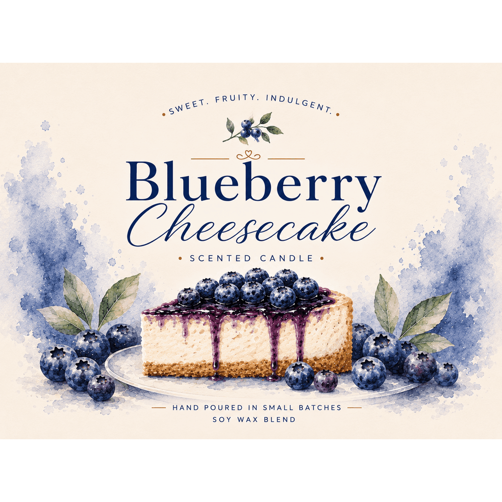 Blueberry Cheesecake Scented Soy Wax Candle in Mason Jar – 30-40 Hour Burn, Phthalate-Free Fragrance, Vegan & Cruelty-Free, 6oz Fall Candle – Perfect Holiday Gift, Seasonal Home Fragrance Decor